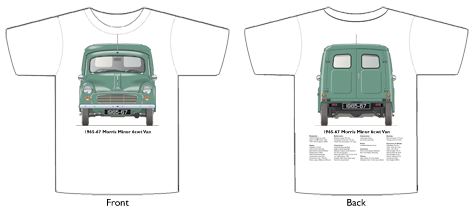 Morris Minor 6cwt Van 1965-70 T-shirt Front & Back